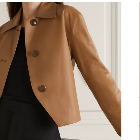 VINCE Lambskin Cropped Leather Jacket Womens Size 10 Butterscotch Soft Leather - Picture 5 of 6